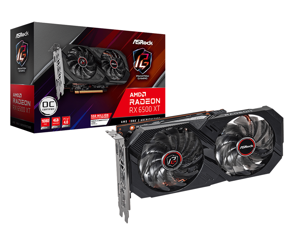 Radeon RX 6500 XT Phantom Gaming D 4GB OC(L1) RX 6500 XT PHANTOM GAMING D 4GB OC - Imagen 1